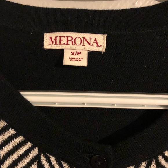 Merona Black & White striped Cardigan - Picture 2 of 3